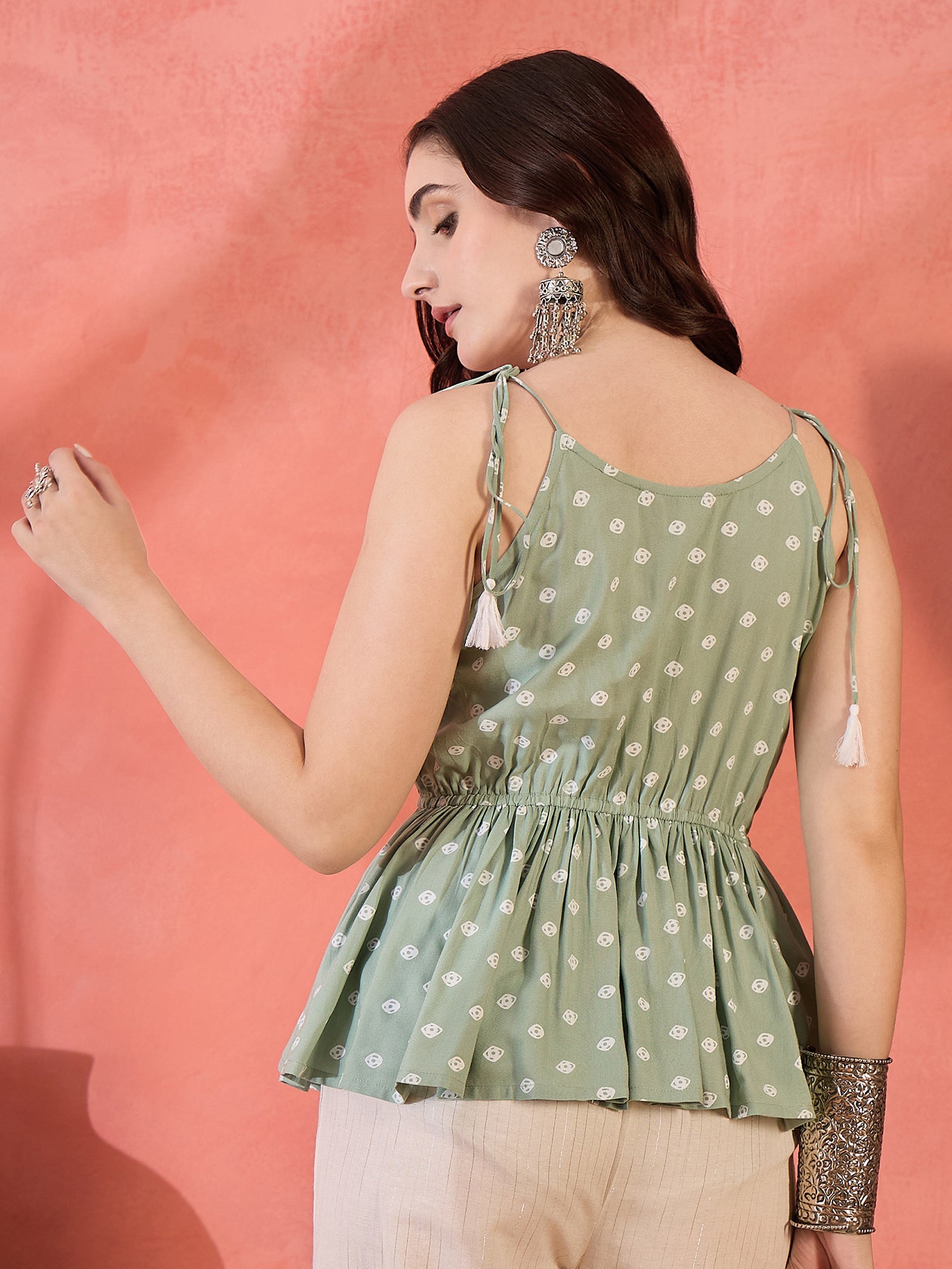 Women's Pista Green Printed Rayon Co-ords Set (CSPISTACALF) | DesiQlo