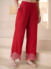 Stylum Women's Red Solid & Embroidered Cotton Blend Co-ord Set (CSREDGLOW)