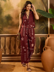Stylum Women's Rust Geomatric Printed Cotton Blend Co-Ord Set (CSRUSTPLAY)