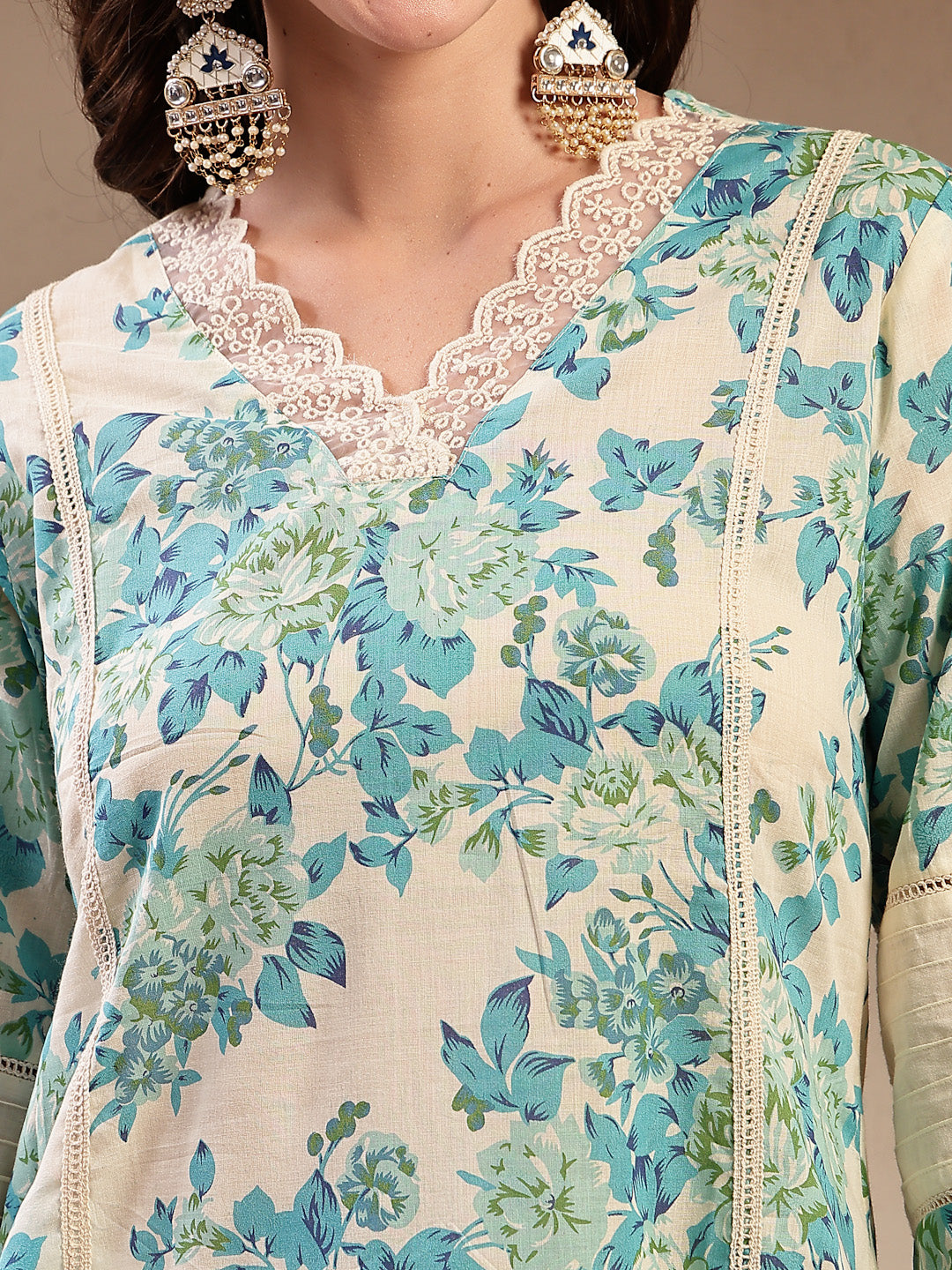 Women's Sky Blue Floral Printed Cotton Co-Ord Set (CSSKYMARCO) | DesiQ
