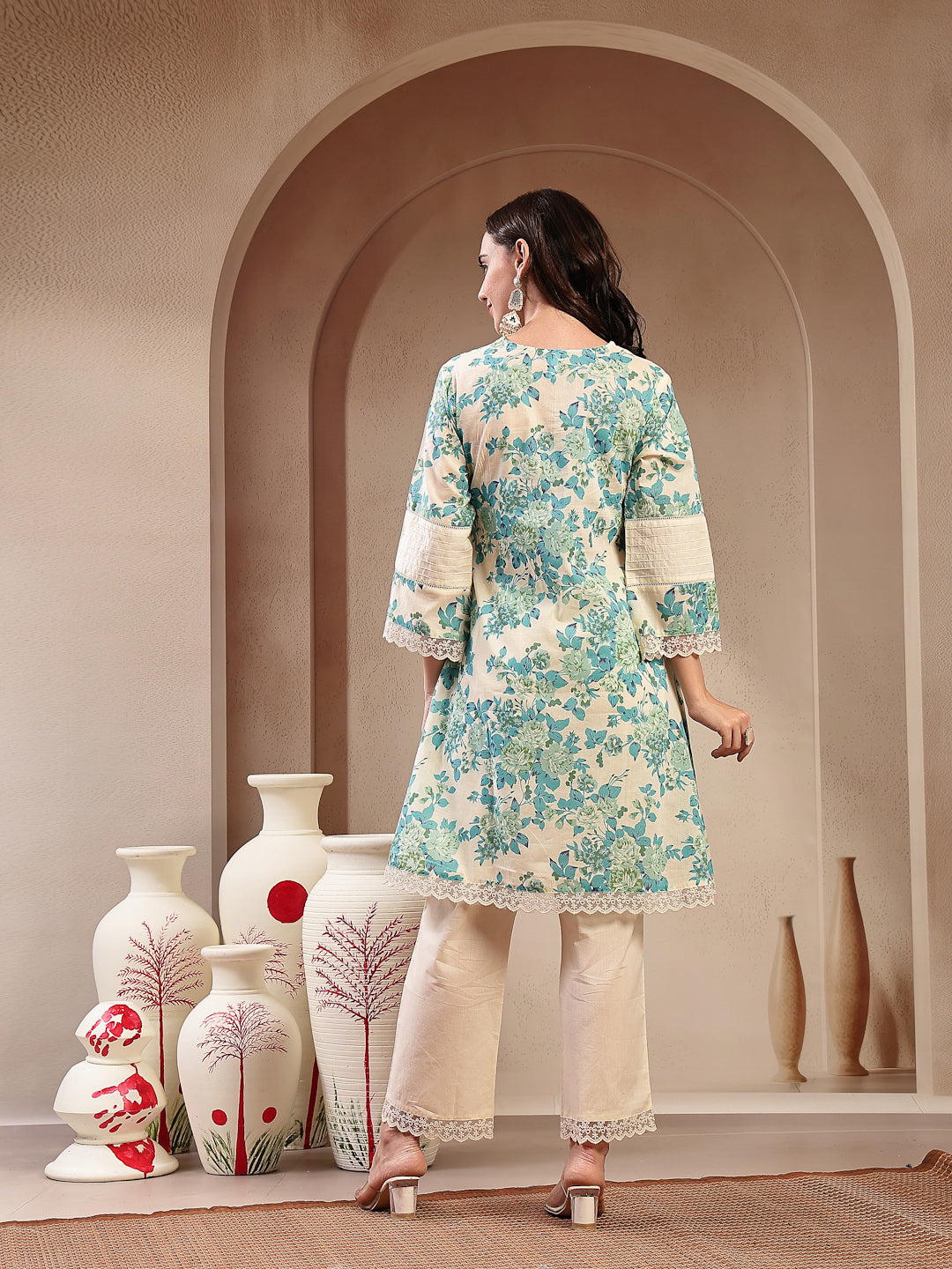 Women's Sky Blue Floral Printed Cotton Co-Ord Set (CSSKYMARCO) | DesiQ