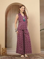 Stylum Women's Violet Leheriya Printed Cotton Co-Ord Set (CSVOILSANGLA)