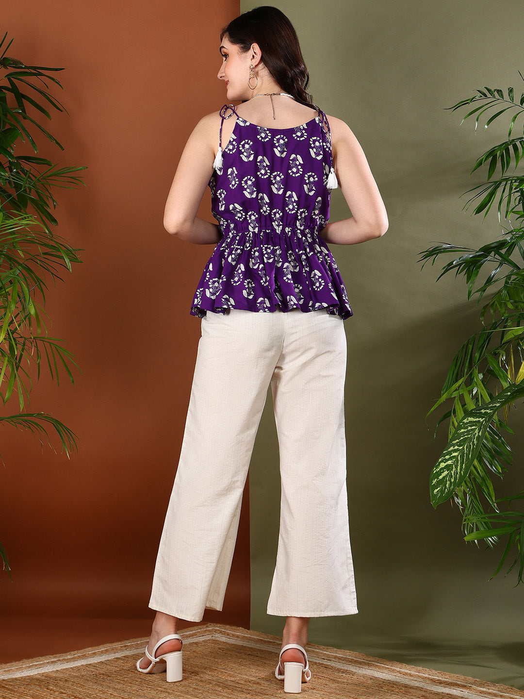 Women's Violet Floral Printed Rayon Co-Ord Set (CSVOILTOM) | DesiQlo