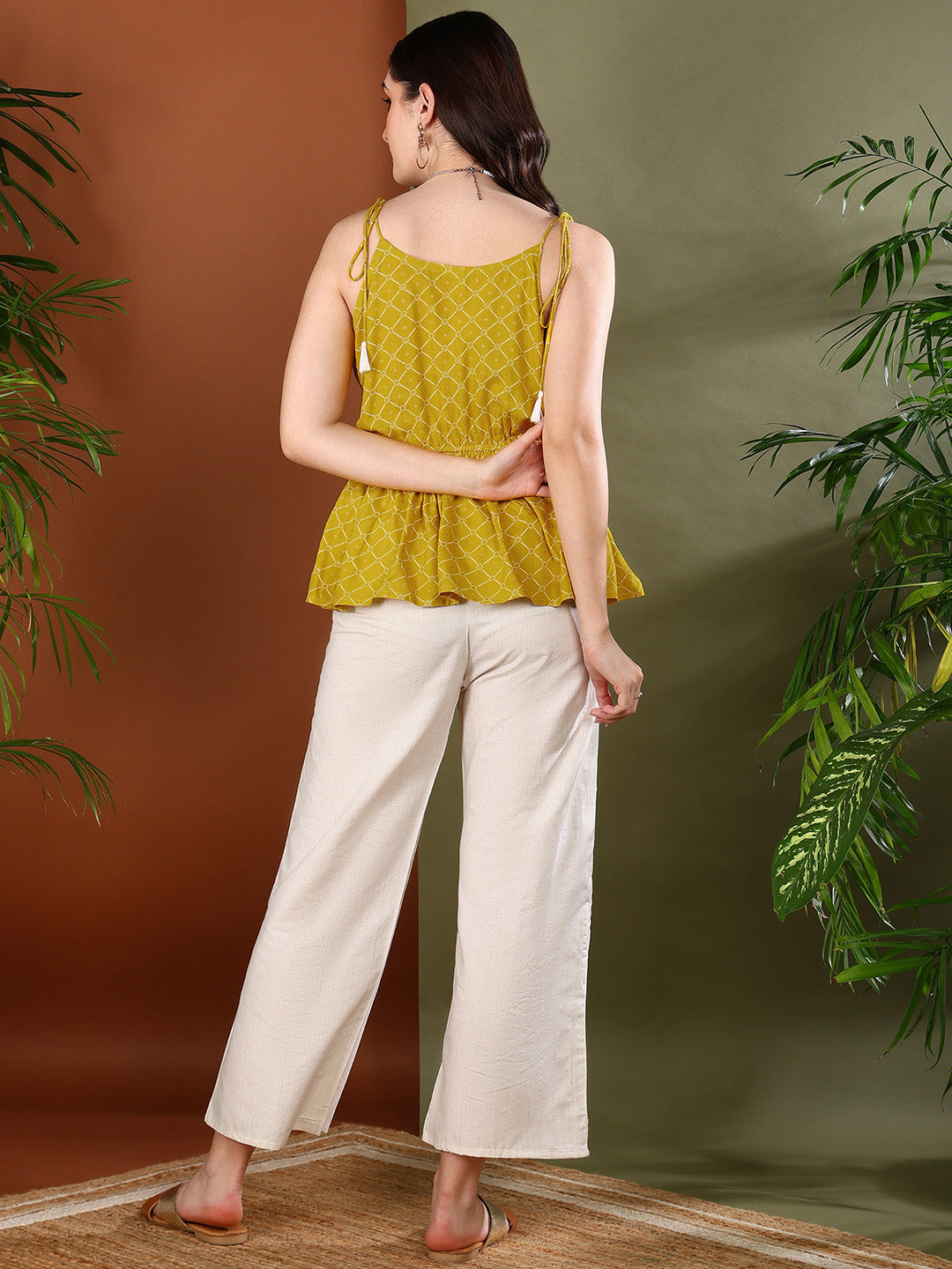 Women's Mustard Geomatric Printed Rayon Co-Ord Set (CSYELLOWATHER) | D