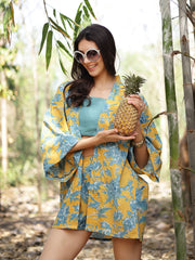 Stylum Women's Yellow Tropical Printed Cotton Co-Ord Set (CSYELLOWSIDDU)