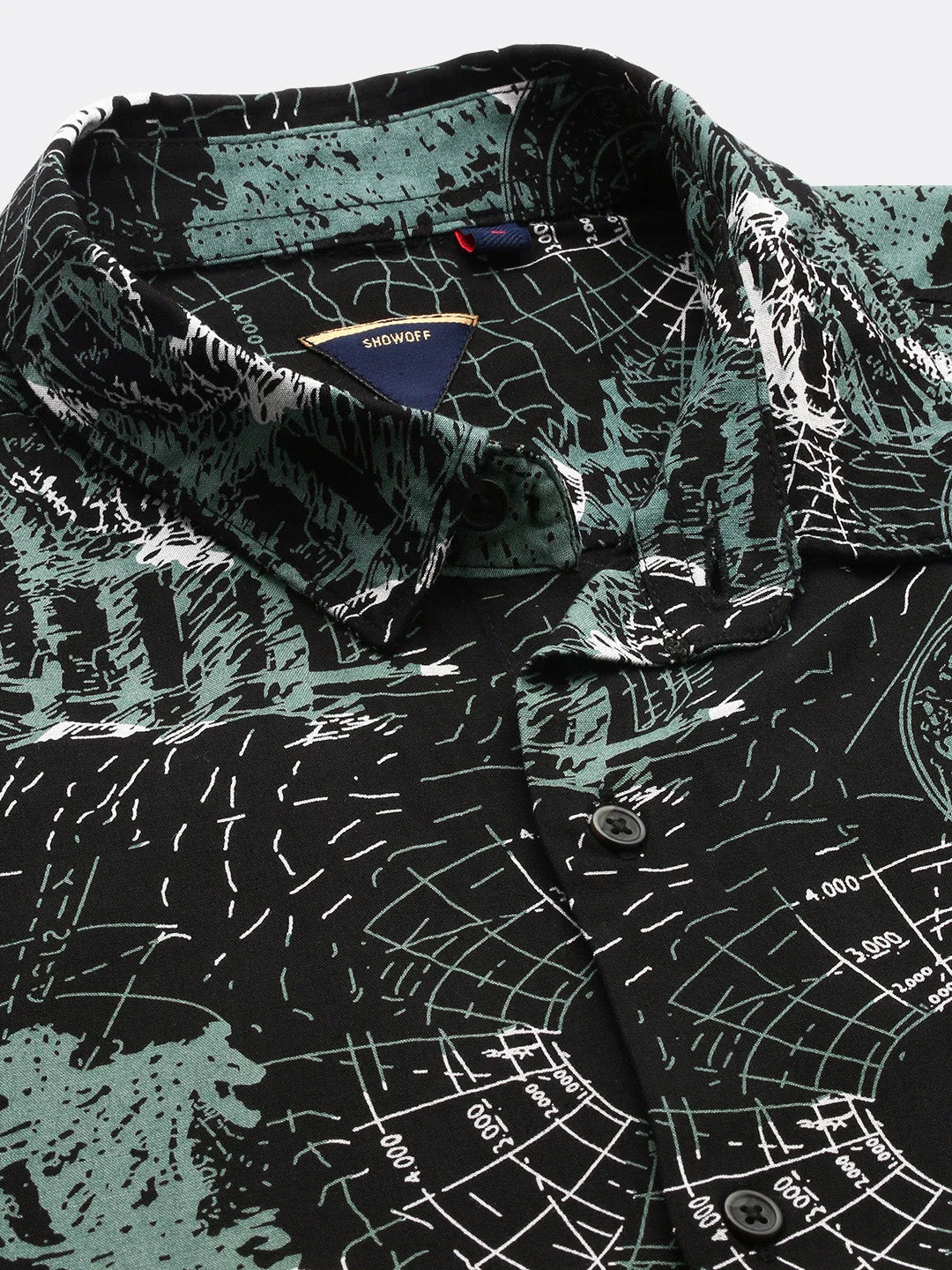 Black Graphic Print Slim Fit Shirt | Men's Cotton Shirt