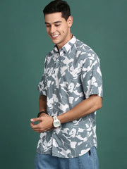 Men Abstract Grey Slim Fit Shirt-Cain-3088-Grey