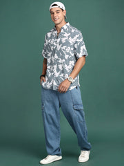 Men Abstract Grey Slim Fit Shirt-Cain-3088-Grey