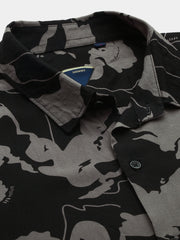 Men Abstract Black Slim Fit Shirt-Cain-3089-Black