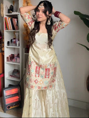 Georgette Kurta Set for Women - Off White | MLWSHKS8883CRM
