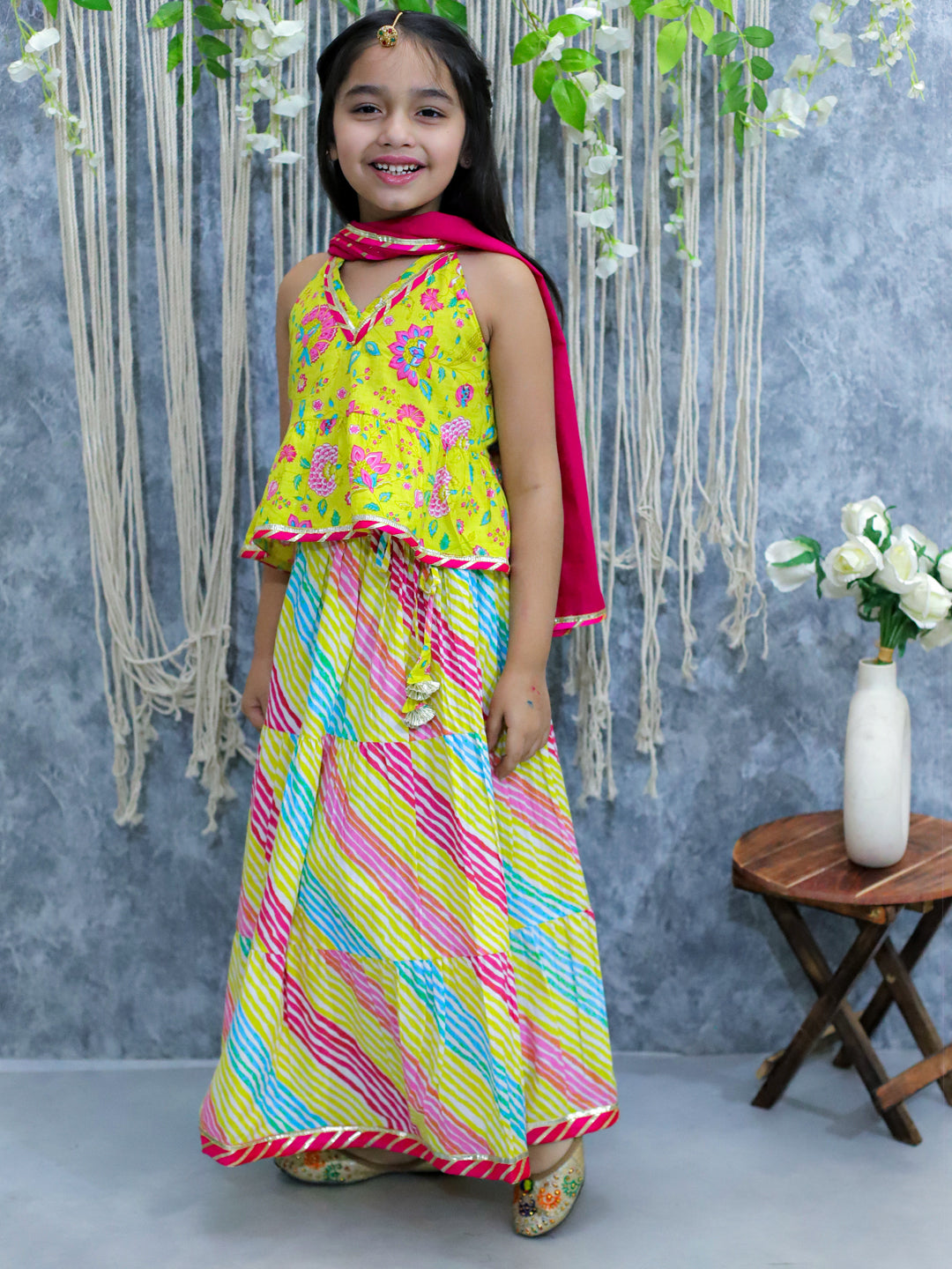 Lehenga Choli Set for Kids - Yellow | BS24LC73YWB | DesiQlo