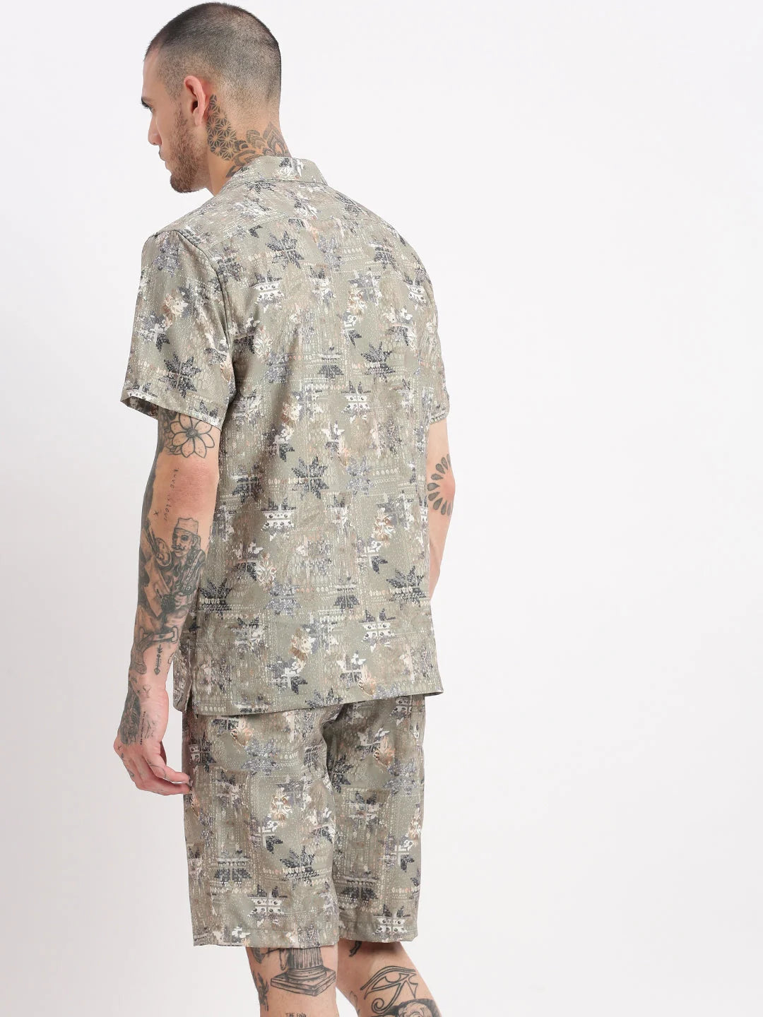Green Abstract Men's Co-ord Sets | Cotton Co Ord Sets Men