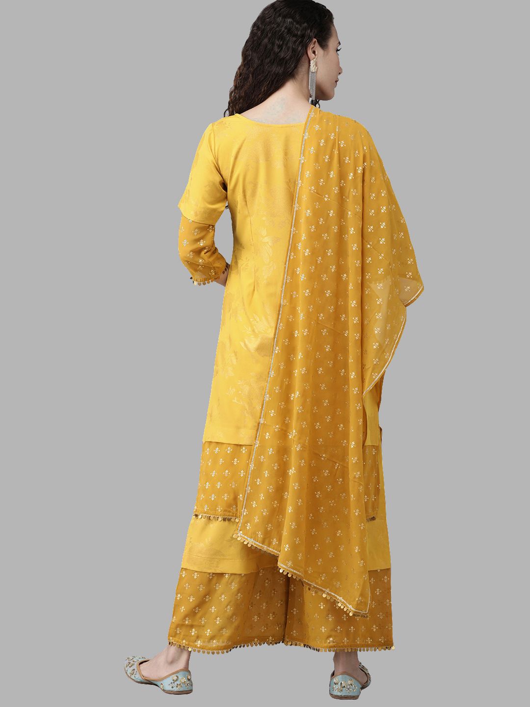 Mustard Printed Kurta Palazzo Set | Women's Palazzo Pants Set
