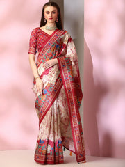 Women's  Blend Red Printed Designer Saree With Blouse Piece-DARIA2004