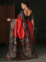 Women's Dola  Red Printed Designer Saree With Blouse Piece-DARIA2006