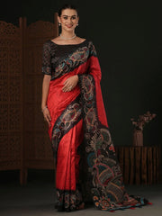 Women's Dola  Red Printed Designer Saree With Blouse Piece-DARIA2006