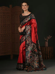Women's Dola  Red Printed Designer Saree With Blouse Piece-DARIA2006