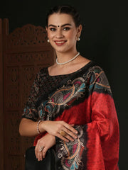 Women's Dola  Red Printed Designer Saree With Blouse Piece-DARIA2006