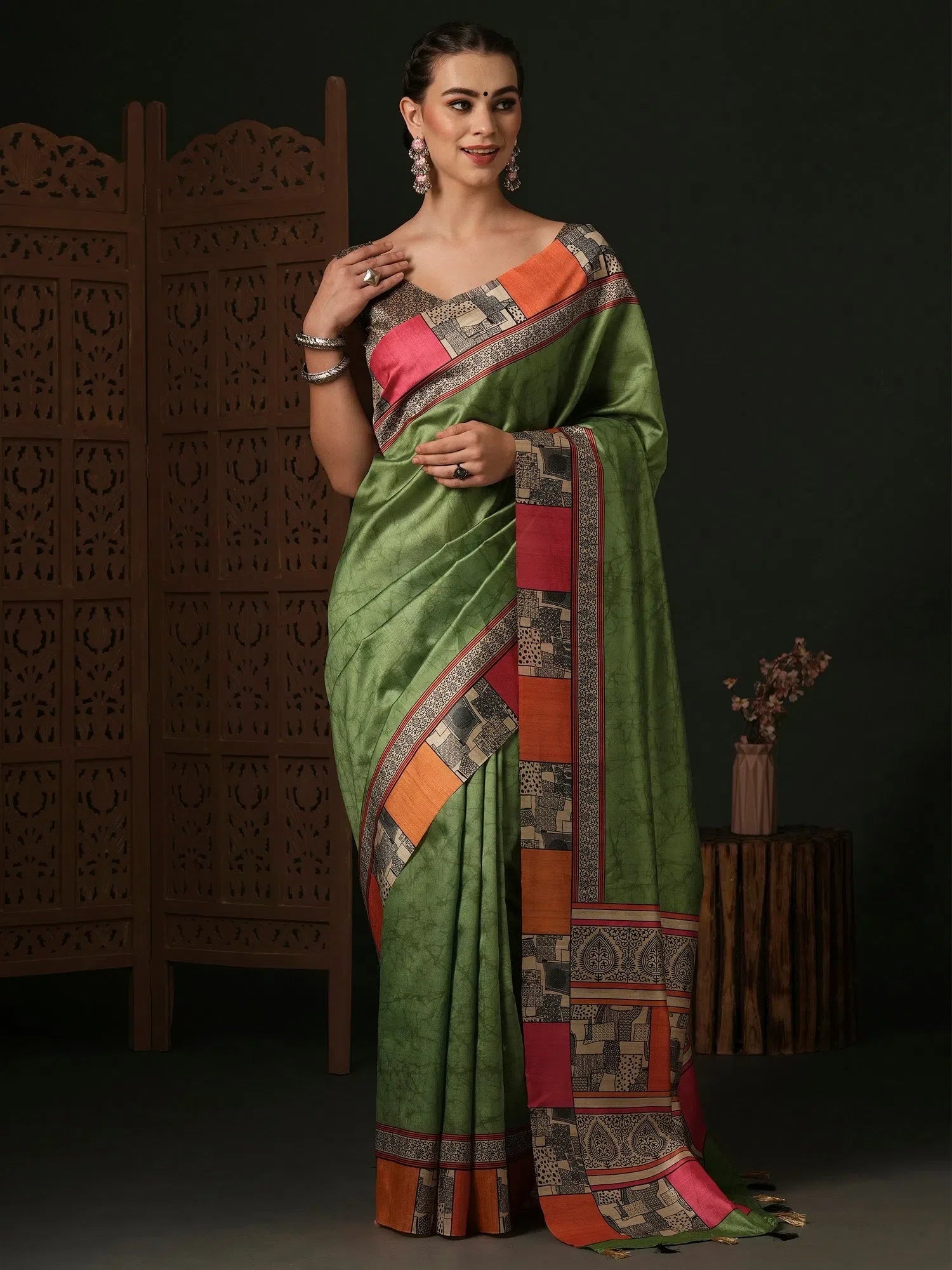 Black Printed Designer Saree - Indian Sari Style