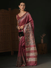 Women's Dola  Pink Printed Designer Saree With Blouse Piece-DARIA5001