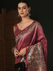 Women's Dola  Pink Printed Designer Saree With Blouse Piece-DARIA5001