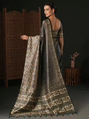 Women's Blend Brown Printed Designer Saree With Blouse Piece-HOLAND78D
