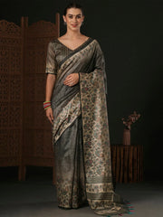 Women's Blend Brown Printed Designer Saree With Blouse Piece-HOLAND78D
