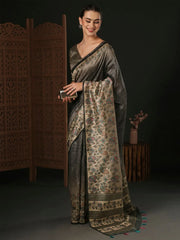 Women's Blend Brown Printed Designer Saree With Blouse Piece-HOLAND78D