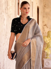 Women's Blend Light Green Woven Design Designer Saree With Blouse Piece-DRPAN410005