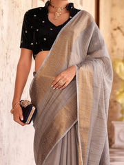 Women's Blend Light Green Woven Design Designer Saree With Blouse Piece-DRPAN410005