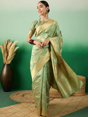 Womens Fashion Ethnic Pista Green Color Sarees-MLSHWSA1129PSG0ONE