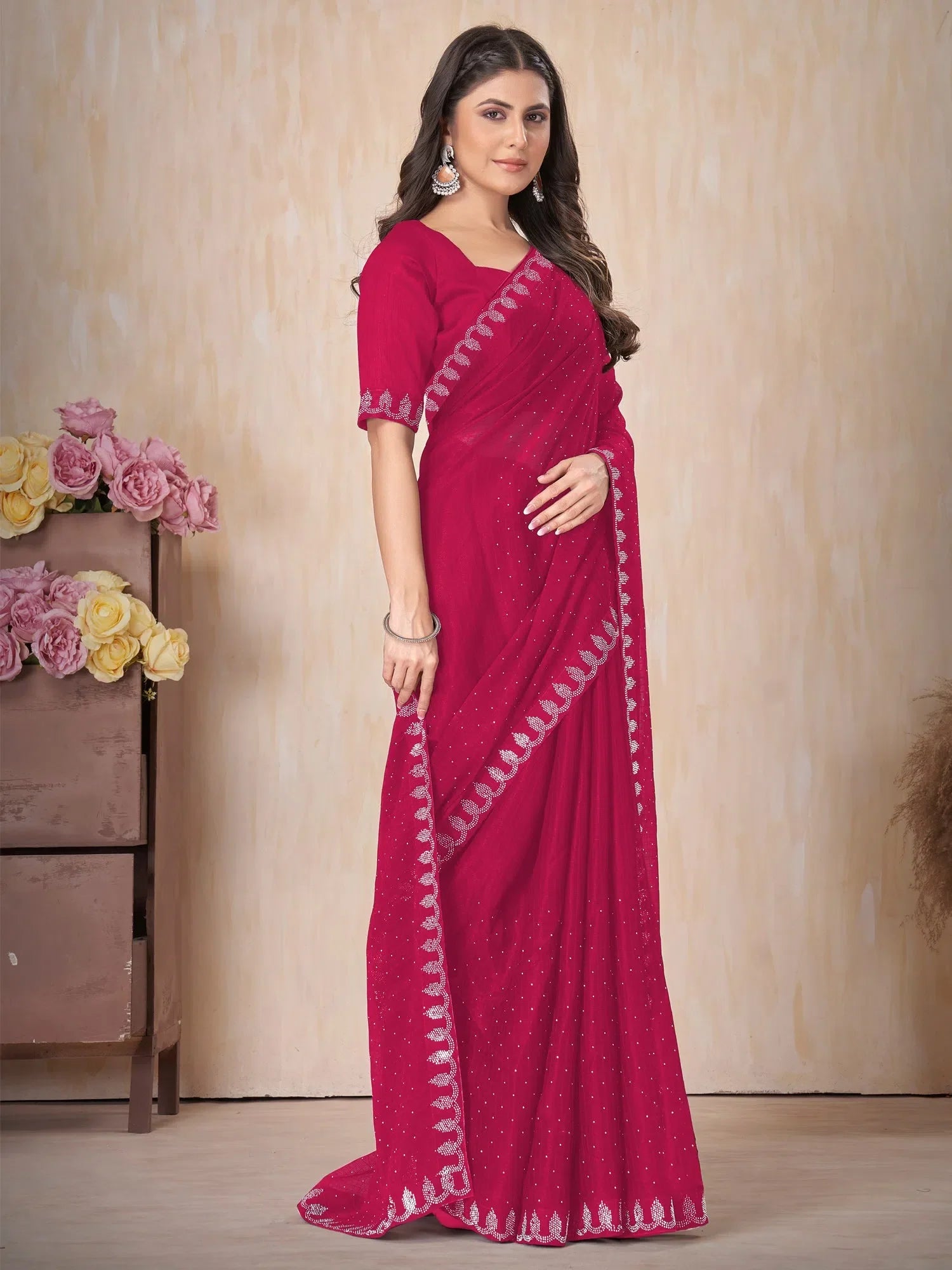 Pink Embellished Saree – Handcrafted Designer Sarees India