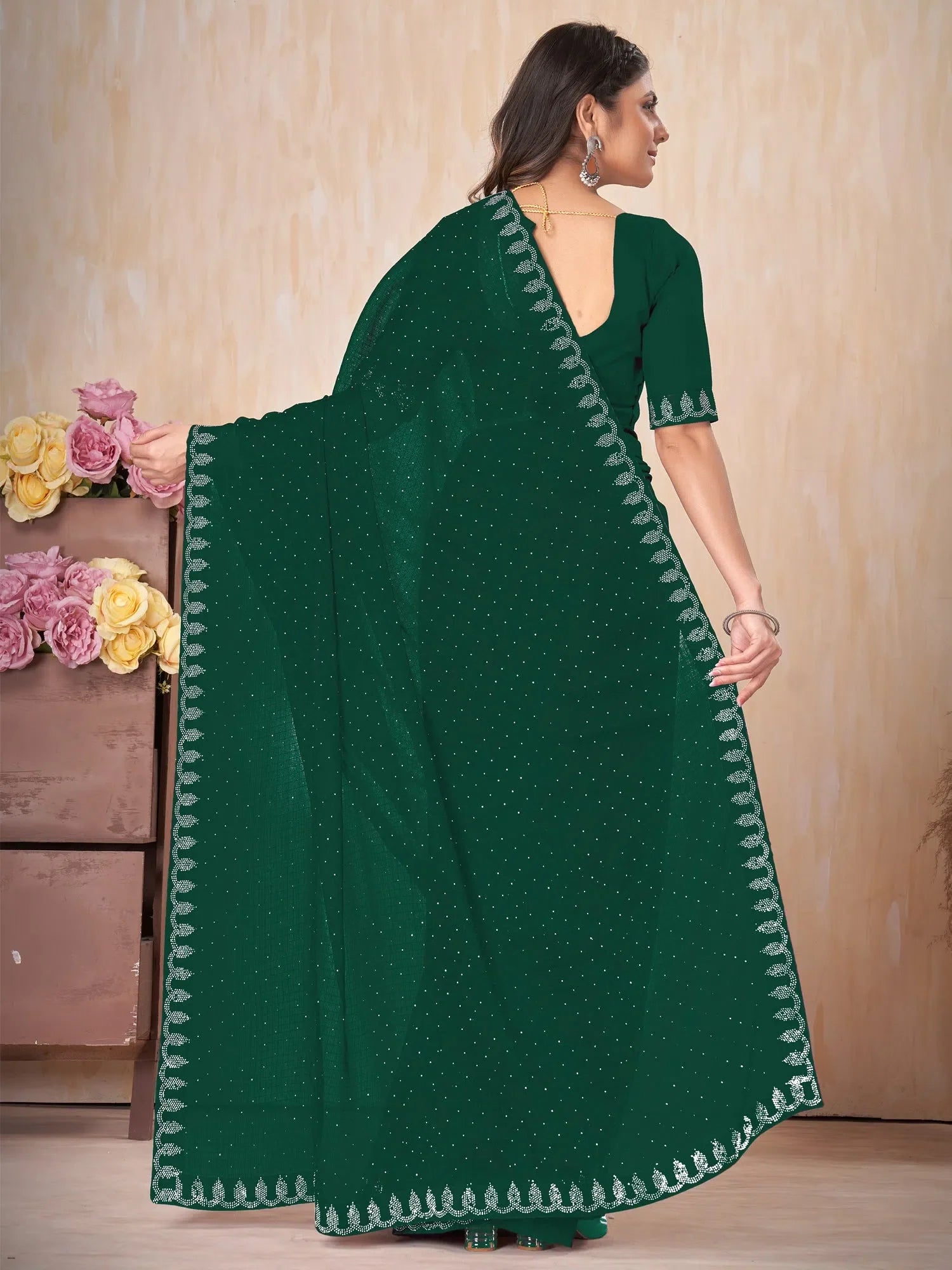 Green Embellished Saree - Designer Indian Sarees