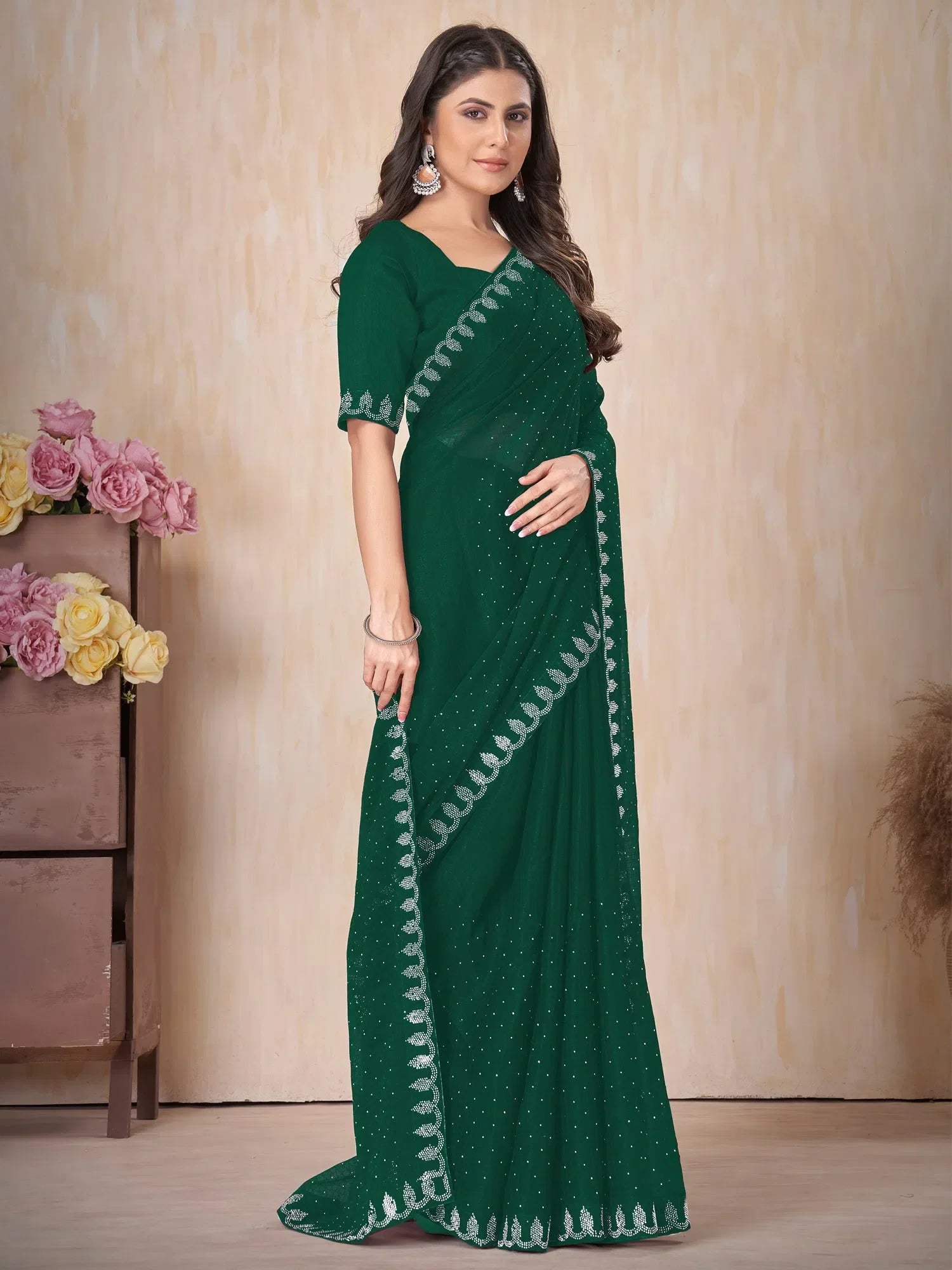 Green Embellished Saree - Designer Indian Sarees