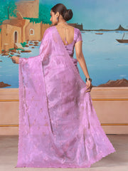 Women's Chiffon Mauve Embellished Designer Saree With Blouse Piece-DHNIYA681A