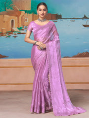 Women's Chiffon Mauve Embellished Designer Saree With Blouse Piece-DHNIYA681A