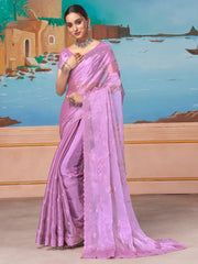 Women's Chiffon Mauve Embellished Designer Saree With Blouse Piece-DHNIYA681A