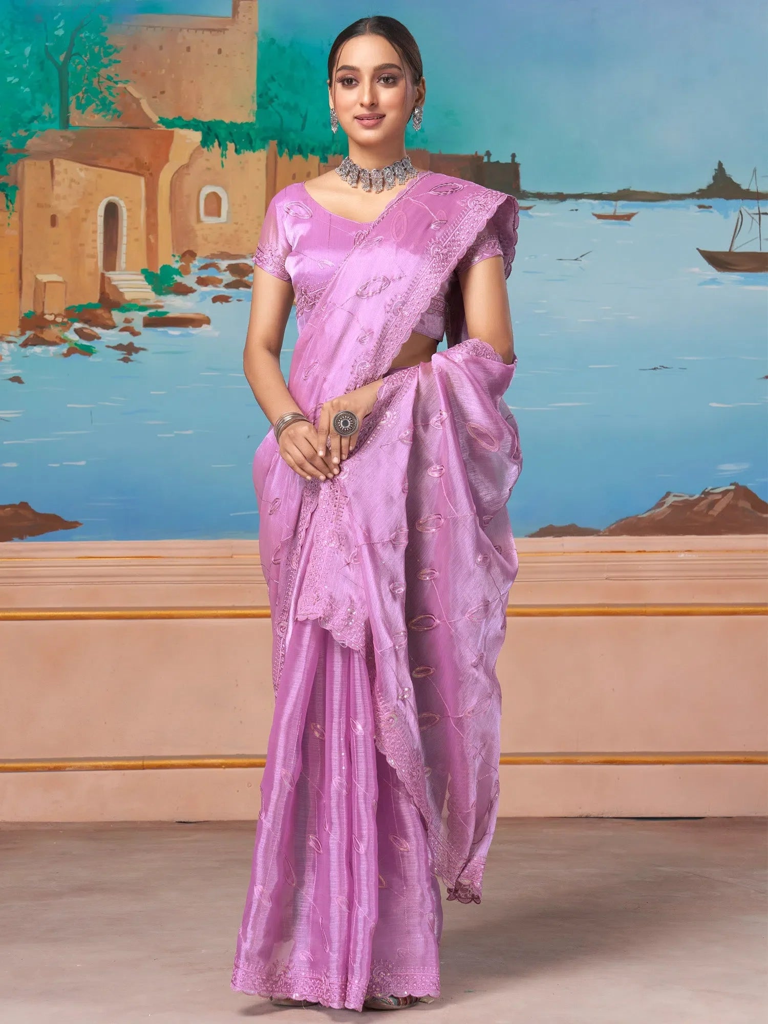 Mauve Embellished Saree | Luxury Designer Indian Sarees
