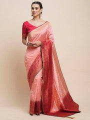 Women's Blend Navy Blue Woven Design Designer Saree With Blouse Piece-DRVRDX279D