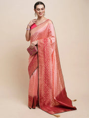 Women's Blend Navy Blue Woven Design Designer Saree With Blouse Piece-DRVRDX279D