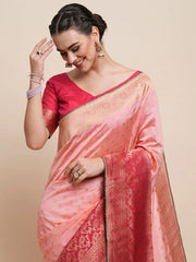 Women's Blend Navy Blue Woven Design Designer Saree With Blouse Piece-DRVRDX279D