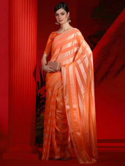 Women's Chiffon Orange Embellished Designer Saree With Blouse Piece-DIANA5301