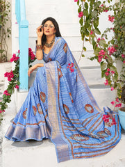 Women's Blend Brown Printed Designer Saree With Blouse Piece-NASHTH106