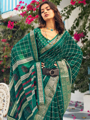 Women's Blend Brown Printed Designer Saree With Blouse Piece-RPRANI101