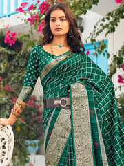Women's Blend Brown Printed Designer Saree With Blouse Piece-RPRANI101