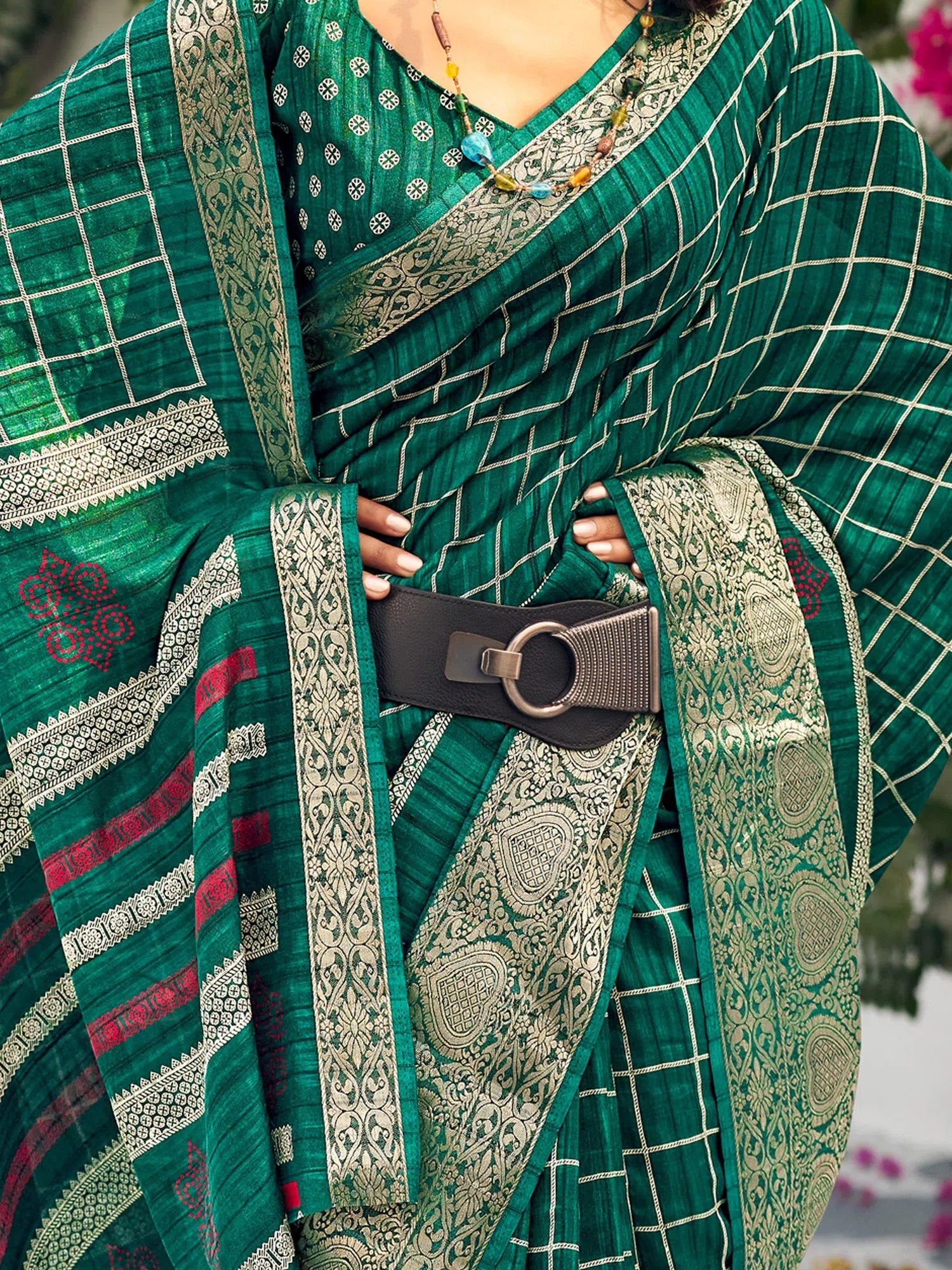 Muga Green Printed Saree | Indian Sari | Designer Sarees