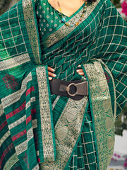 Women's Blend Brown Printed Designer Saree With Blouse Piece-RPRANI101