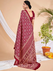Women's Blend Coffee Brown Printed Designer Saree With Blouse Piece-HOLAND201A