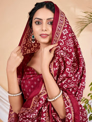 Women's Blend Coffee Brown Printed Designer Saree With Blouse Piece-HOLAND201A