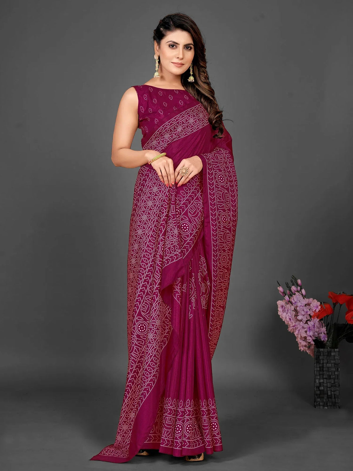 Women's Blend Coffee Brown Printed Designer Saree With Blouse Piece-HOLAND45E